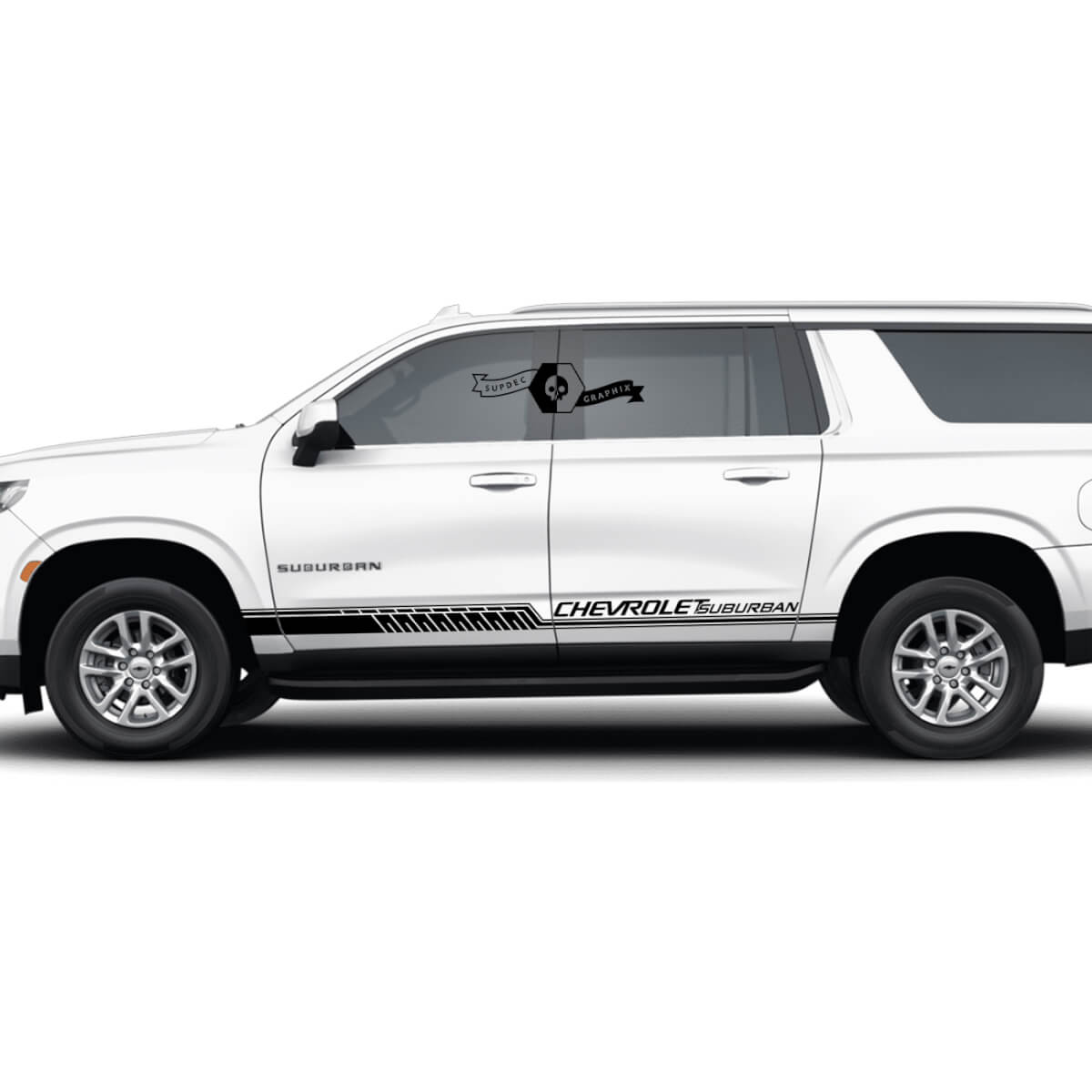 Pair Chevrolet Suburban Side Rocker Panel Stripes Line Doors Slim Vinyl Decal Sticker

