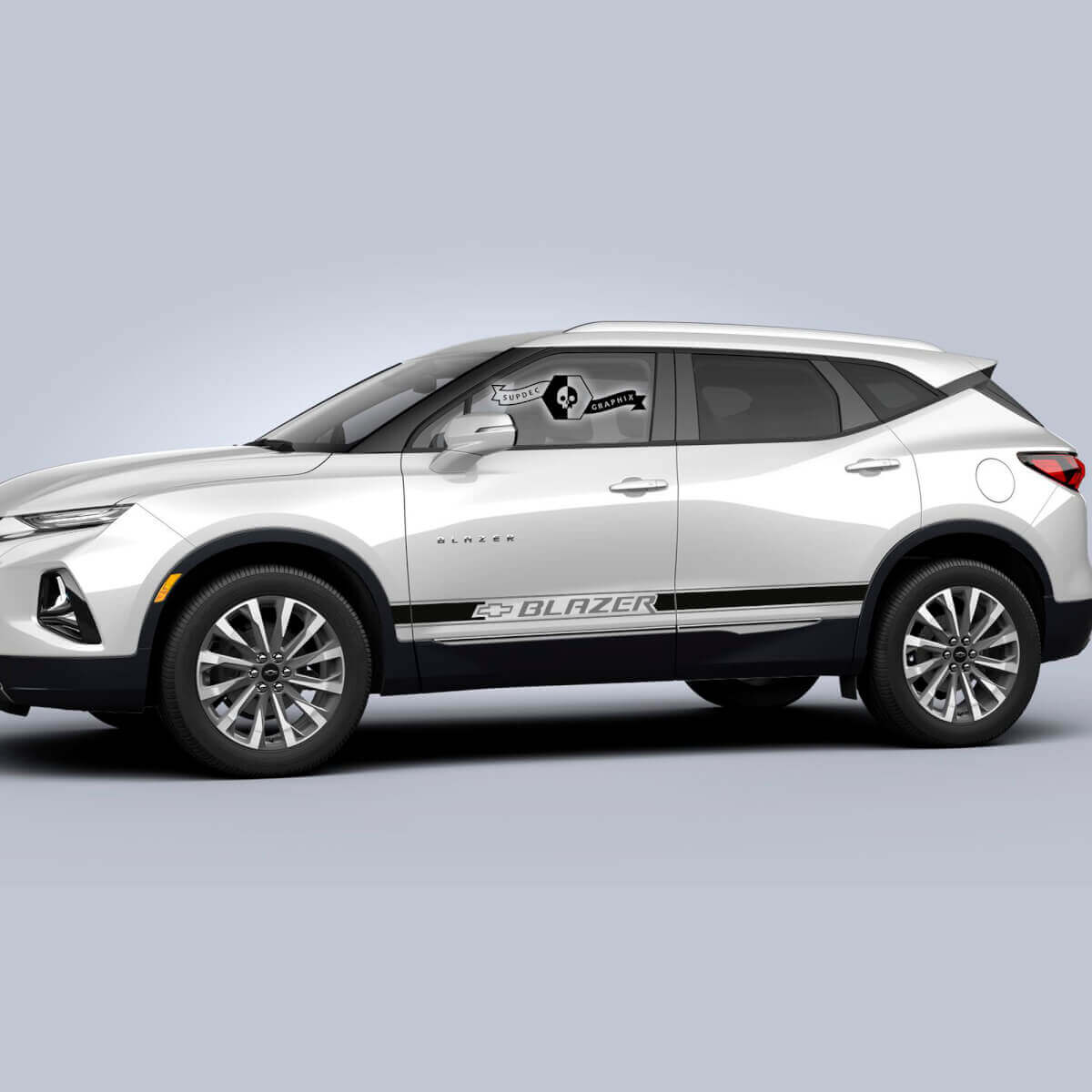 Pair Chevrolet Blazer 2023 Decals Doors Side Rocker Panel Logo Slim Stripe Vinyl Decal Sticker
