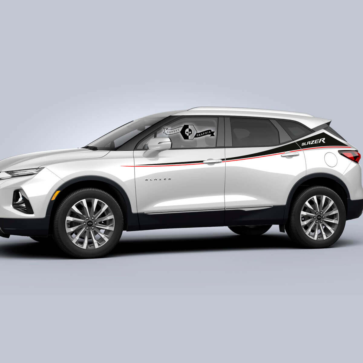 Pair Chevrolet Blazer 2023 Side Side Doors Up 2 Colours Stripe Logo Vinyl Decal Sticker
