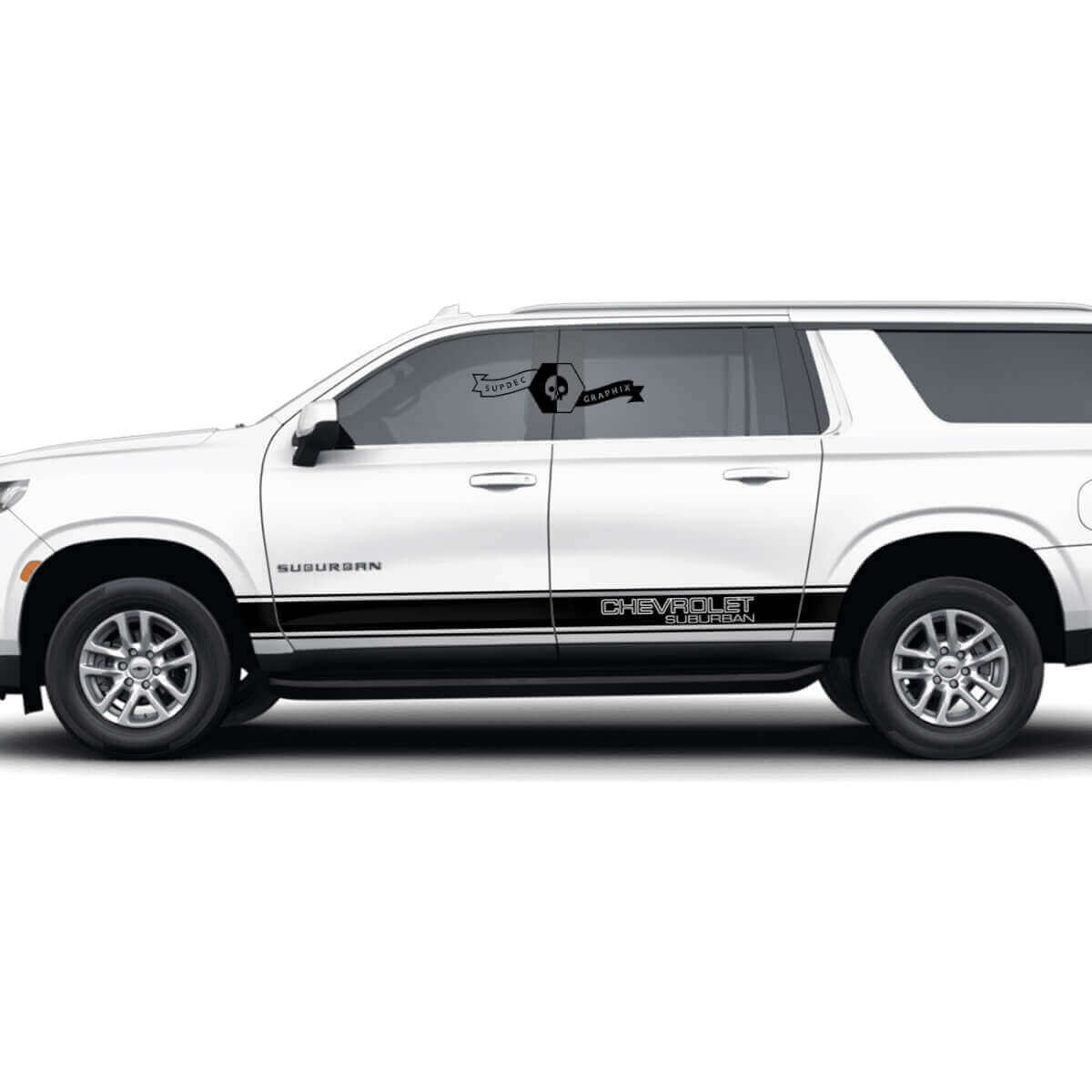 Pair Chevrolet Suburban Side Rocker Panel Stripes Line Doors Trim Vinyl Decal Sticker
