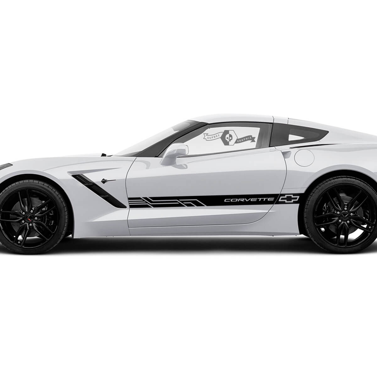 2x Chevrolet  Corvette Side Doors Logo New Stripe Vinyl Decal Sticker
