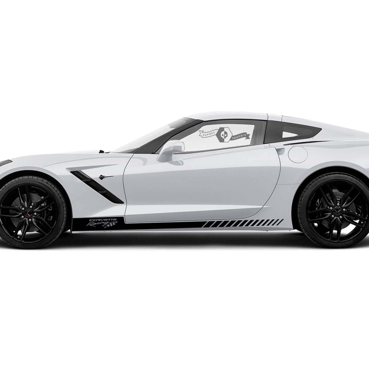 Racing Flag Stripe Rocker Panel Vinyl Decals for Chevrolet Corvette