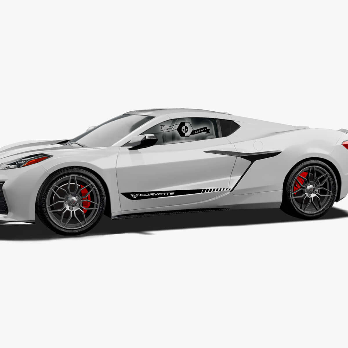 2x Chevrolet Corvette Z06 Side Doors Logo Lines Dotted Vinyl Decal Sticker
