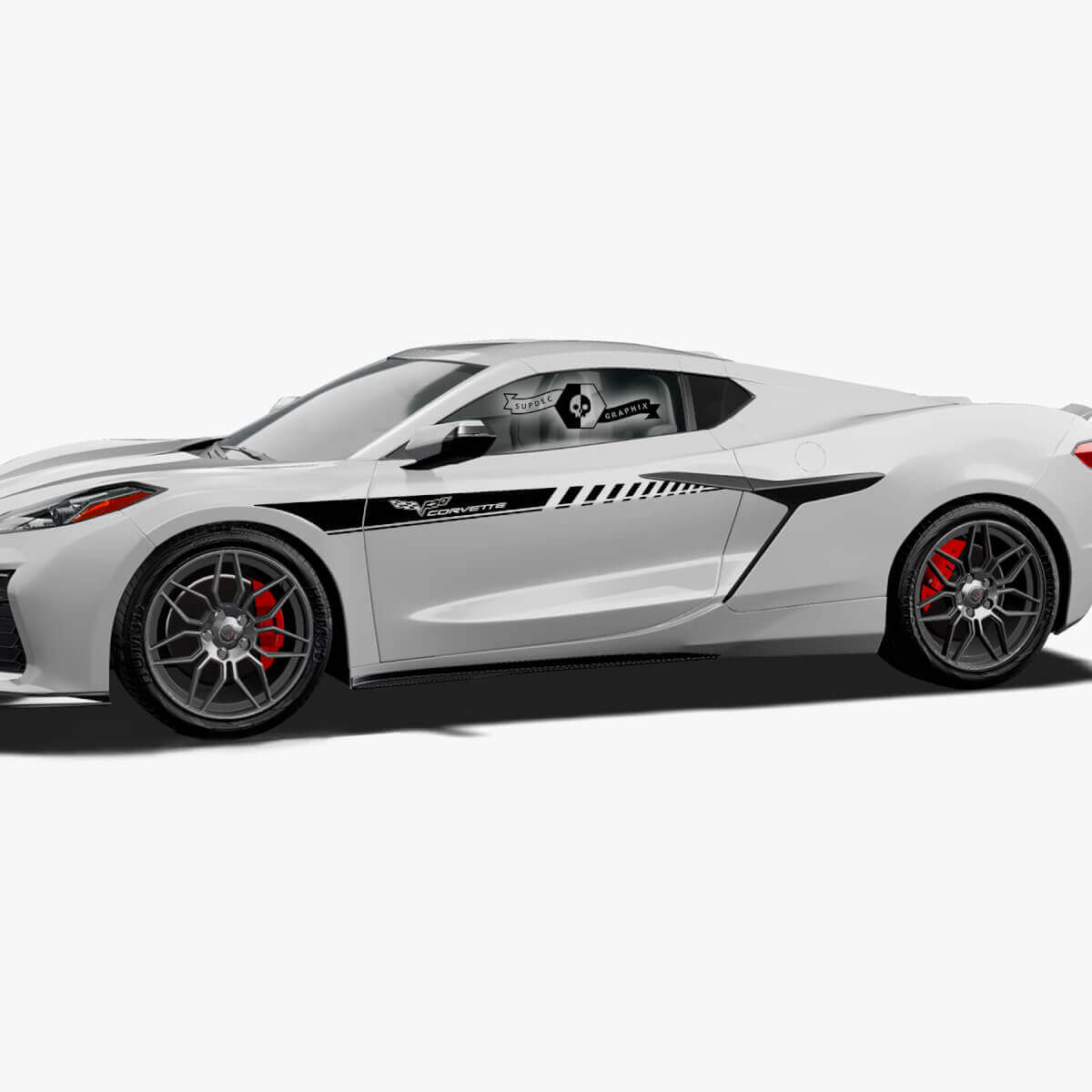 2x Chevrolet Corvette Z06 Side Doors Up Stripe Logo Lines Trim Vinyl Decal Sticker
