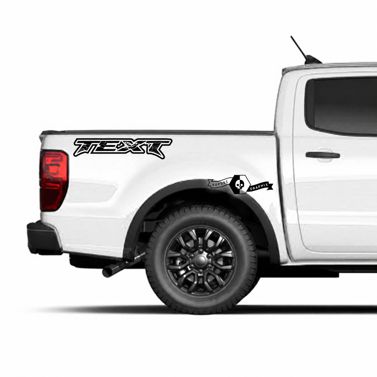 Custom Text Outline Trim Logo Side Bed Graphics Decal Set Pair for Musclecar Ranger power truck