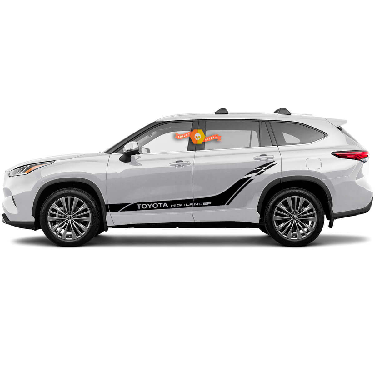 Pair Toyota 2020 Highlander Doors Bed Trim Decal Graphic Sticker Side Stripe Kit
