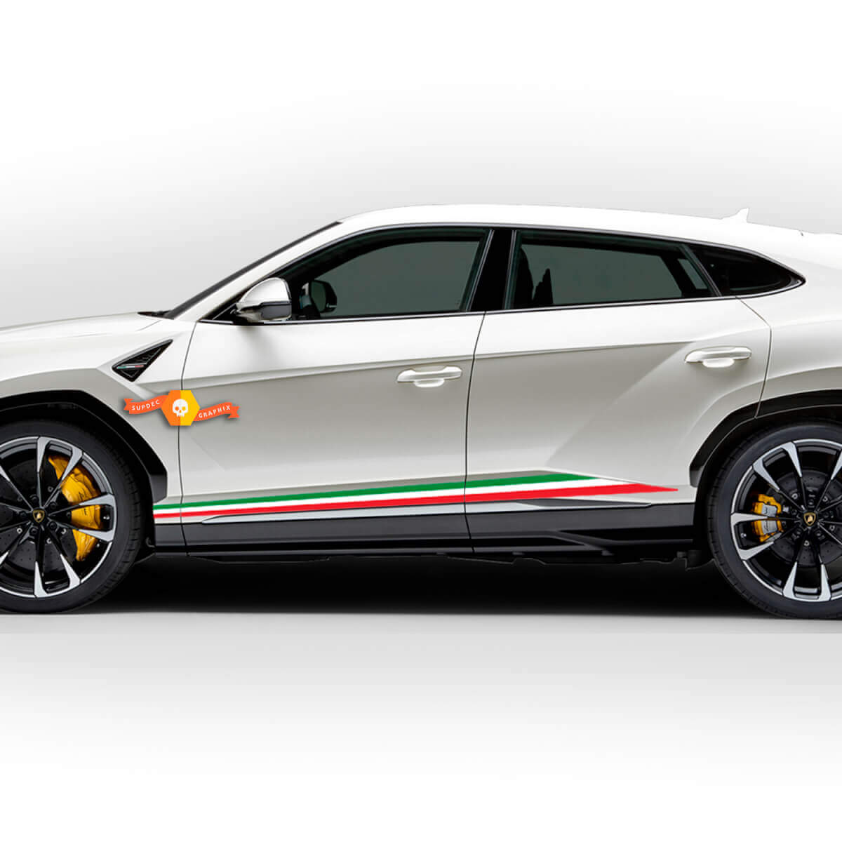 Coppia Lamborghini Urus 2021 2022 2023 Adesivo in vinile con strisce laterali della bandiera italiana
