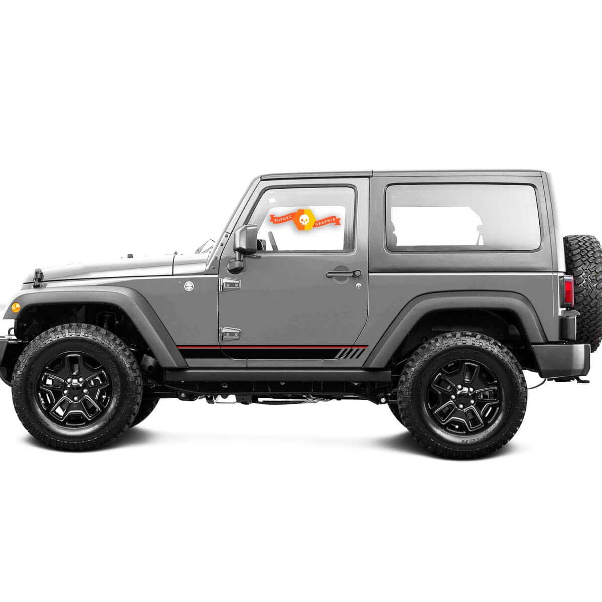 2 New JEEP Decal Sticker Two Colors Rocker Panel Red-line graphics decals Wrangler
