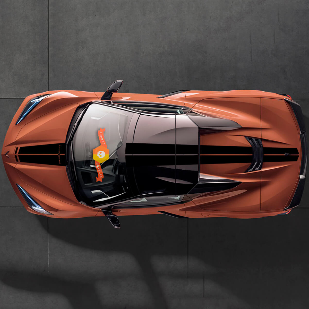 2020 2022 2023 Chevrolet Corvette C8 Stingray Hood Roof Rear Stripes Corvette Solid Sticker Decal Stripes
