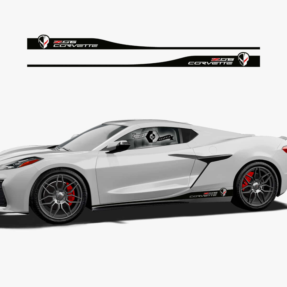 2x Chevrolet Corvette Z06 Side Two Colors Rocker Panel Stripes logo Vinyl Decal Sticker
