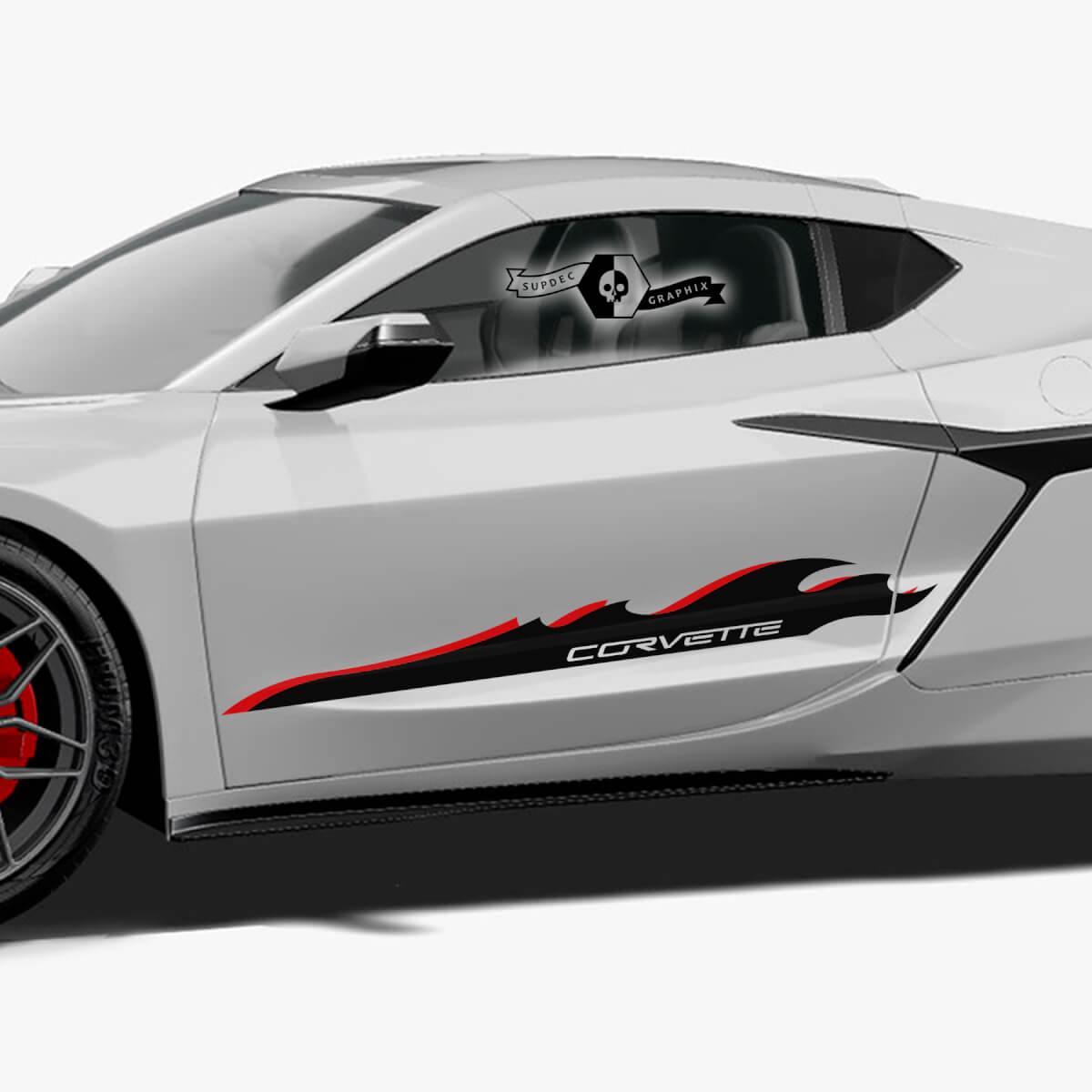 2x Chevrolet Corvette Z06 Side Doors Stripes Stingray 2 Colors Trim Up Logo Vinyl Decal Sticker
