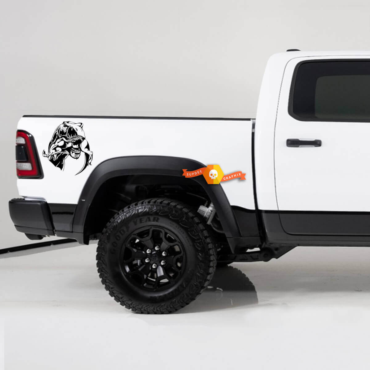 T-Rex Eating Rear Side Vinyl Decal Set for Dodge Ram TRX