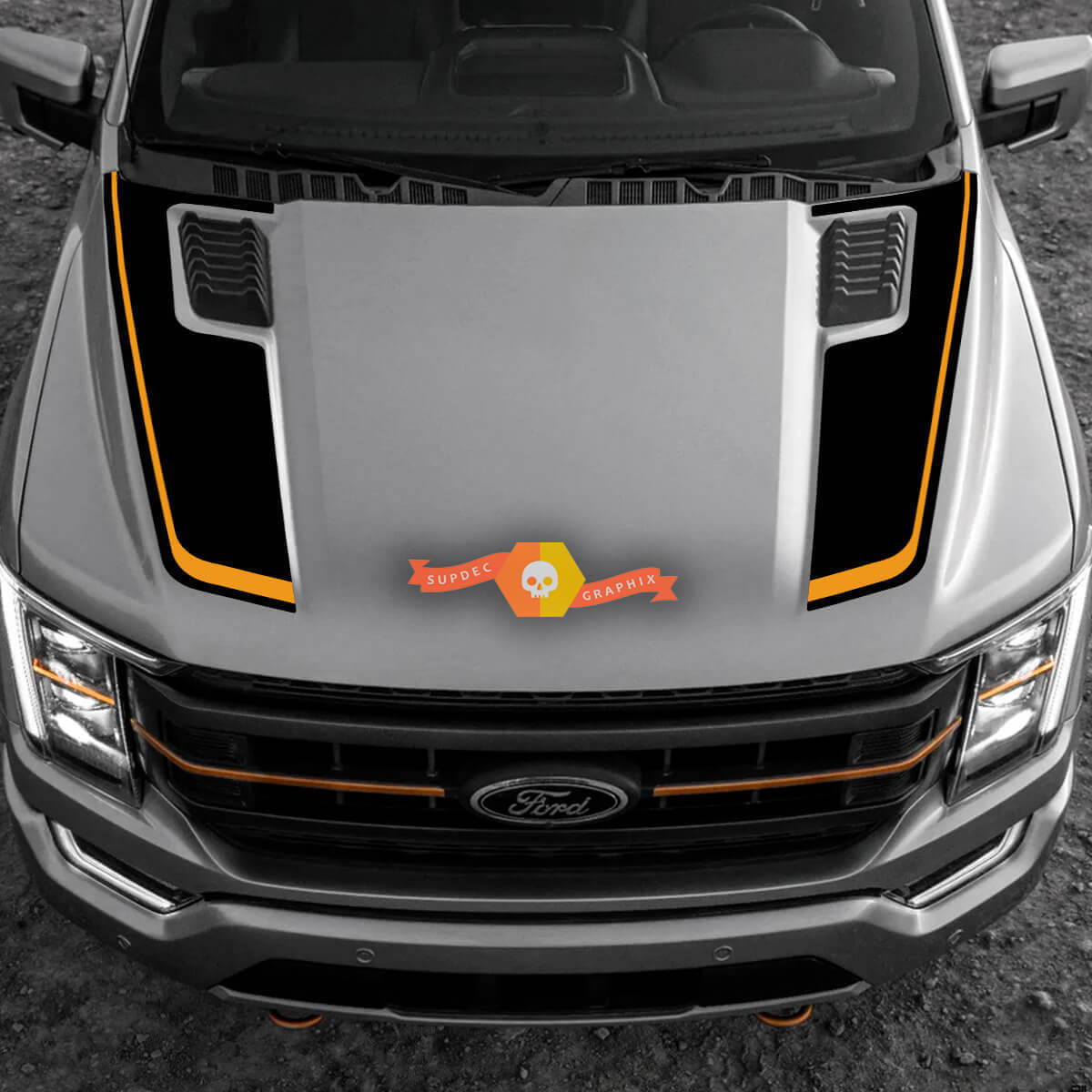 Double Hood Stripes Vinyl Decal for Musclecar F-150 Tremor 2022-2023
