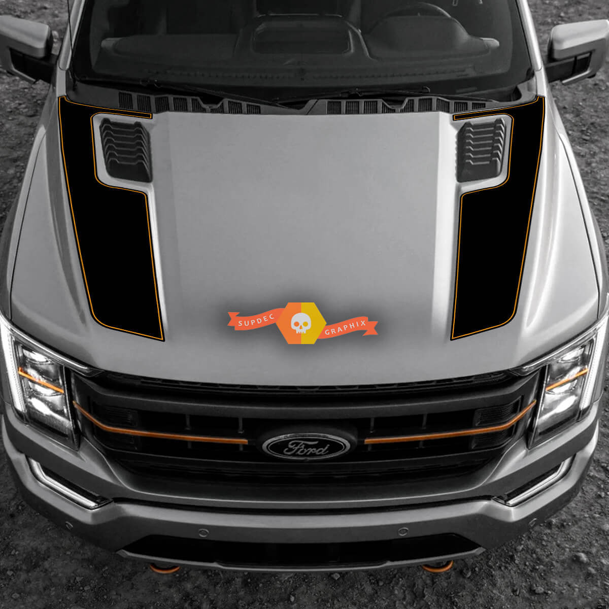 Double Hood Stripes Vinyl Decal Kit for Musclecar F-150 Tremor 2022-2023