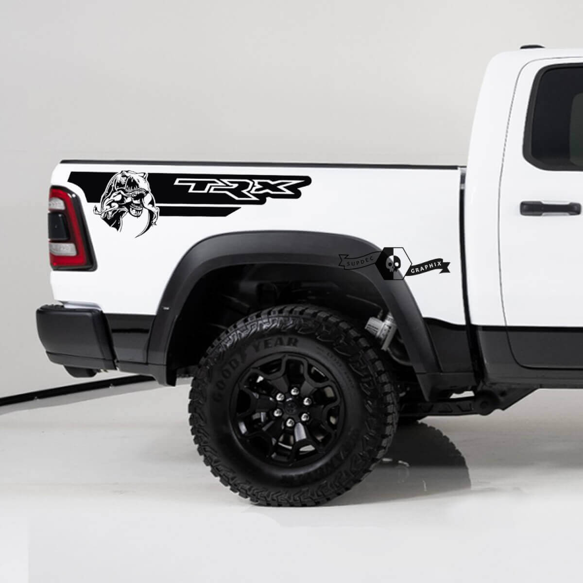 TRX Style Rear Side Stripes Vinyl Decals for Dodge Ram 1500