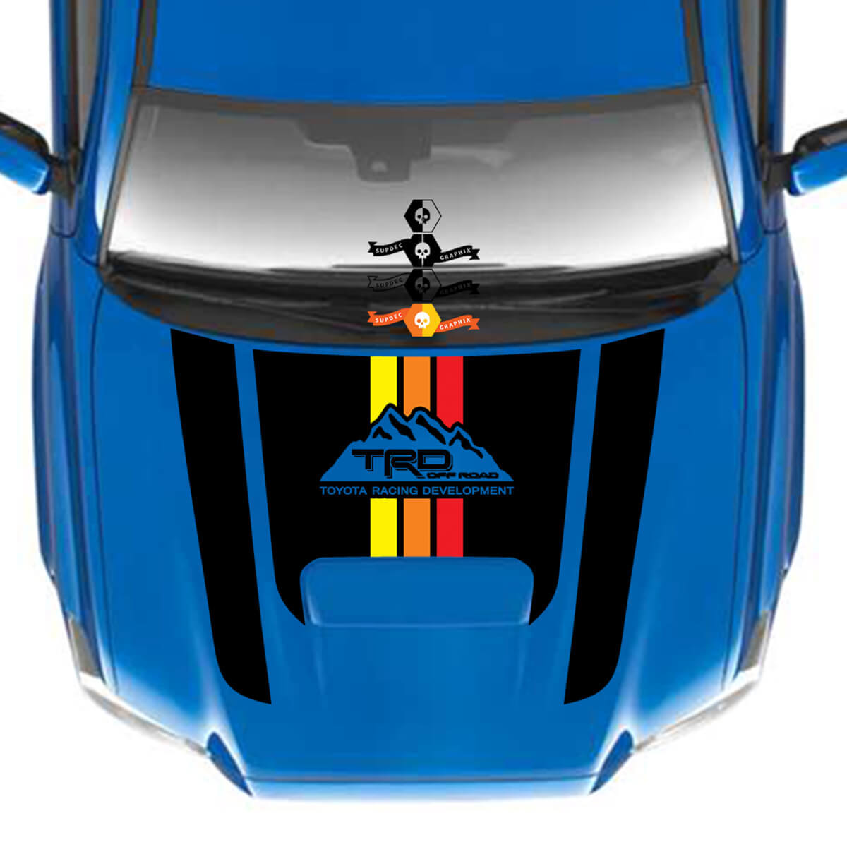 TRD Mountain Vintage Stripes Hood Vinyl Decal Sticker for Toyota Tacoma 2016-2023