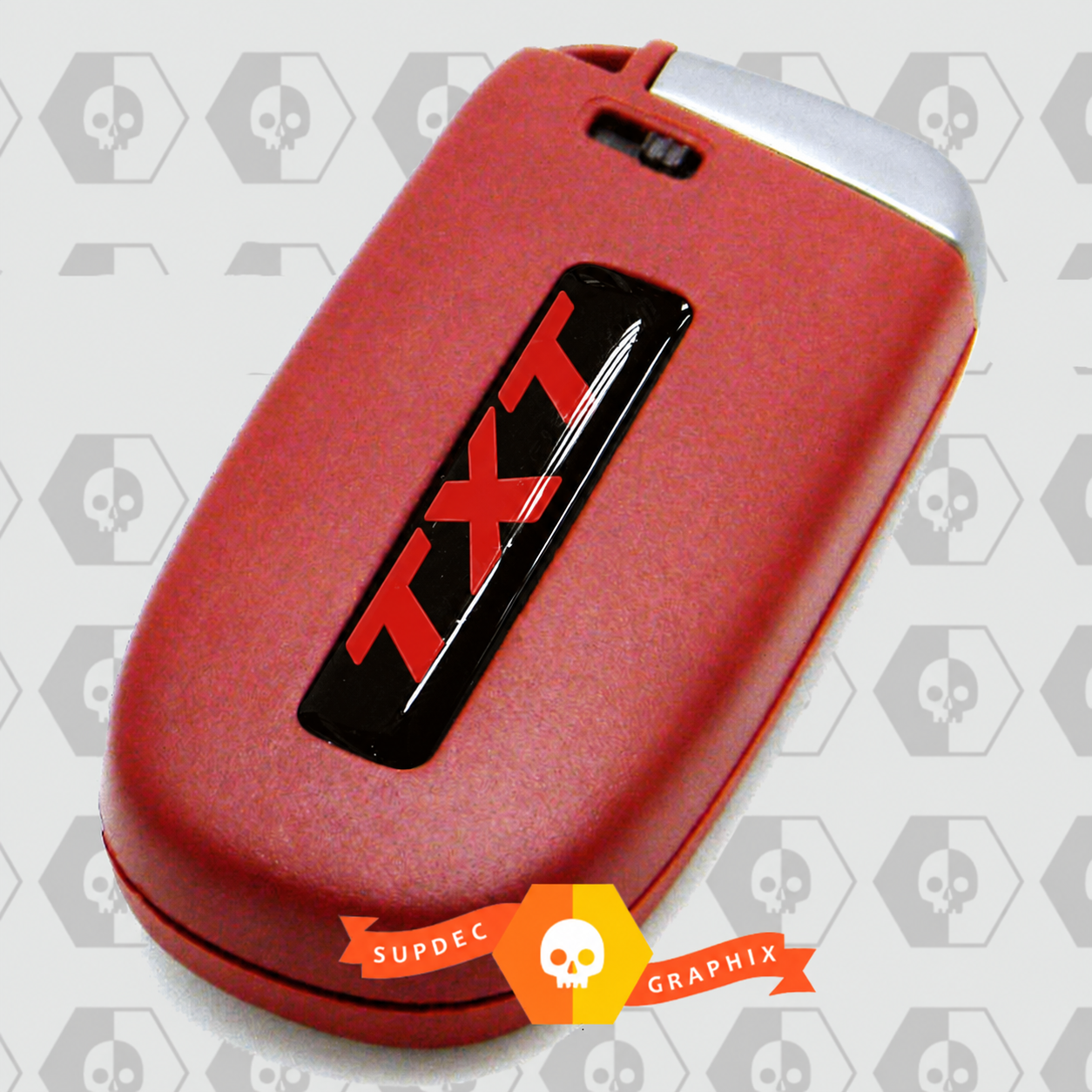 SRT Style Red TXT Domed Inlay Pair Key Fob Vinyl Decal Sticker for Dodge Challenger