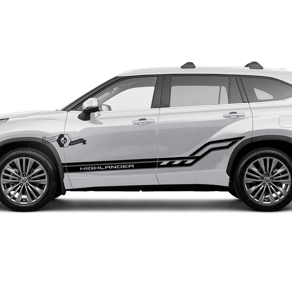 Pair Toyota 2020 Highlander Doors Bed Side Trim Decal Graphic Sticker Side Stripe Kit
