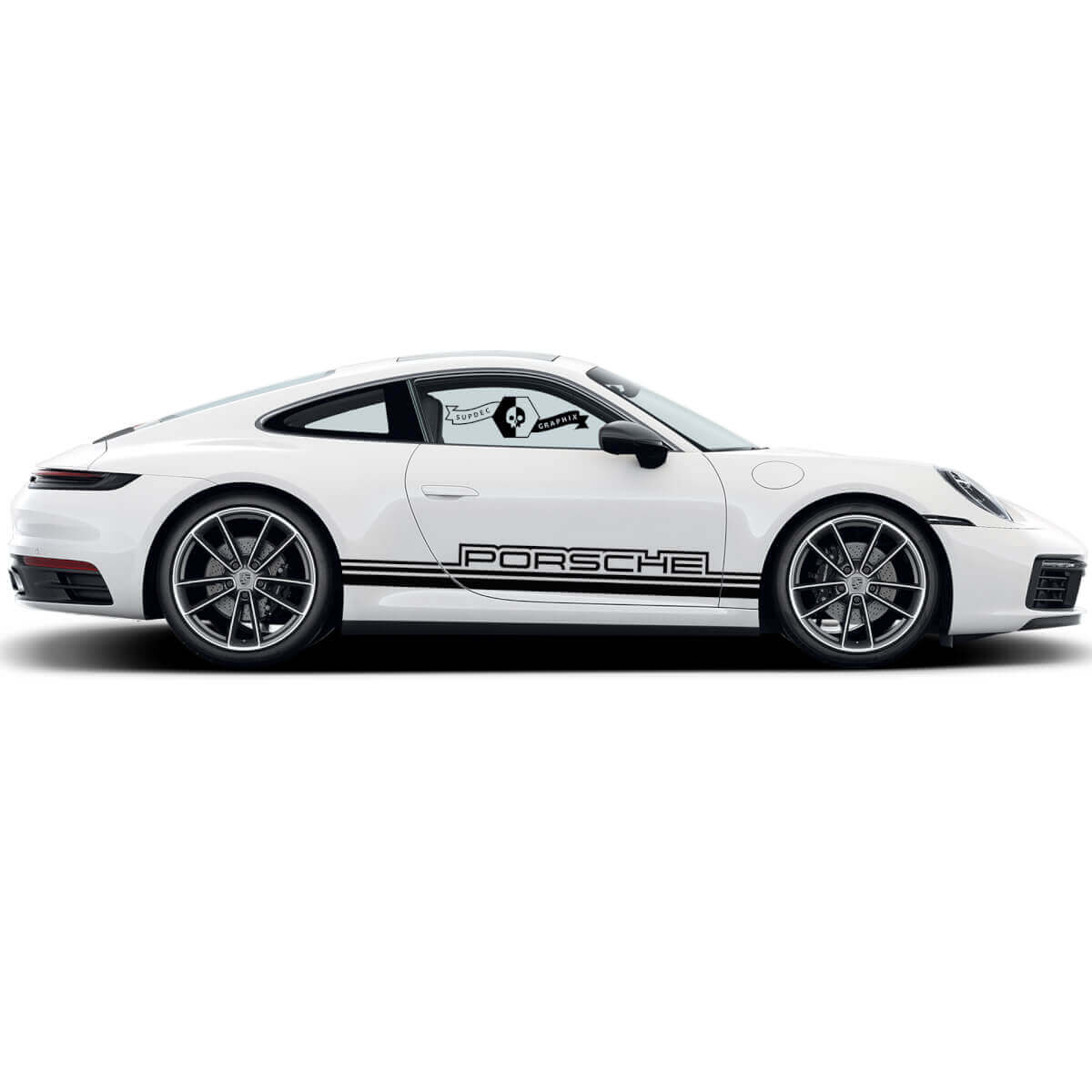 2 Porsche 911 Porsche Outline Carrera Rocker Panel outline Side Stripes Doors Kit Decal Sticker
