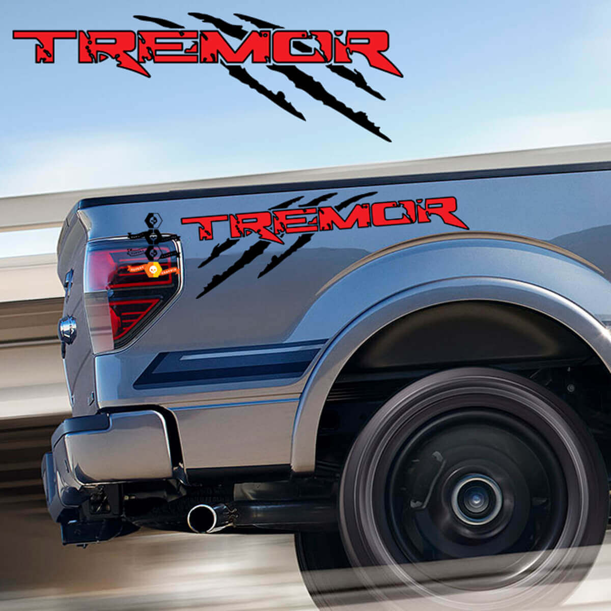 Decal for Musclecar truck Tremor Scratches power truck Style with Outline - Offroad Stickers Truck Bed Side
