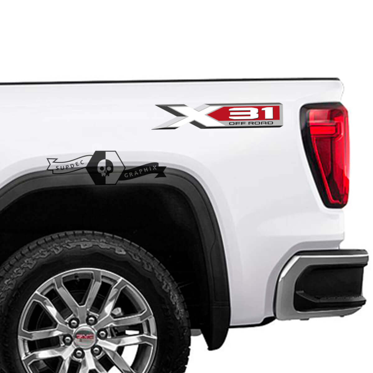 X31 Off Road Rear Side Vinyl Decal Set for GMC Sierra 1500