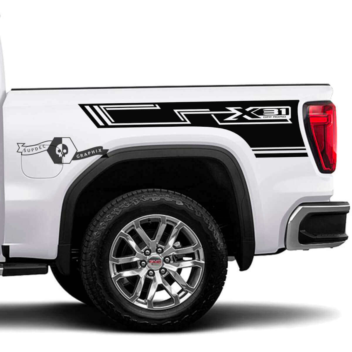 X31 Off Road Geometric Bed Side Vinyl Decals Kit for 2023 GMC Sierra 1500