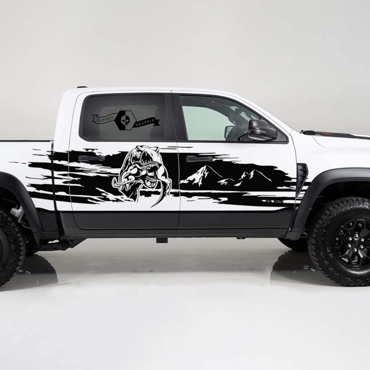 TRX Eating Mountains Disrtessed Side Vinyl Decal Sticker for Dodge Ram 1500