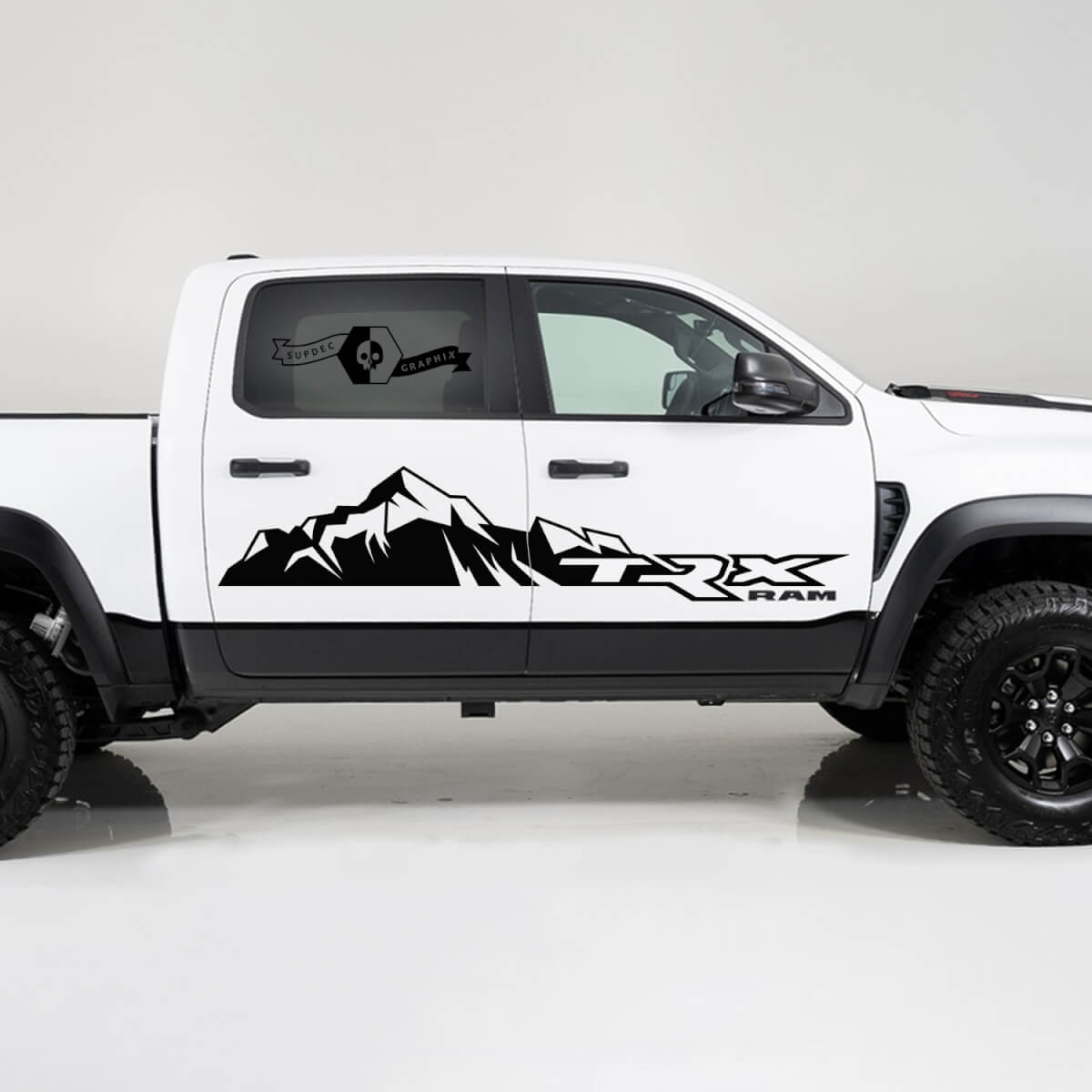 2x Dodge Ram TRX Rebel 2022 2023 1500 Side Splash TRX Eating Raptor Mountains Truck Vinyl Decal Graphic
