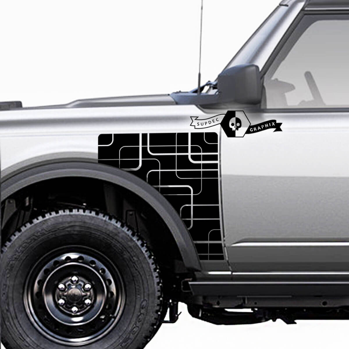 Pair Ford Bronco Geometric Everglades Style Side Panel Vinyl Decal Sticker Graphics Kit 3
