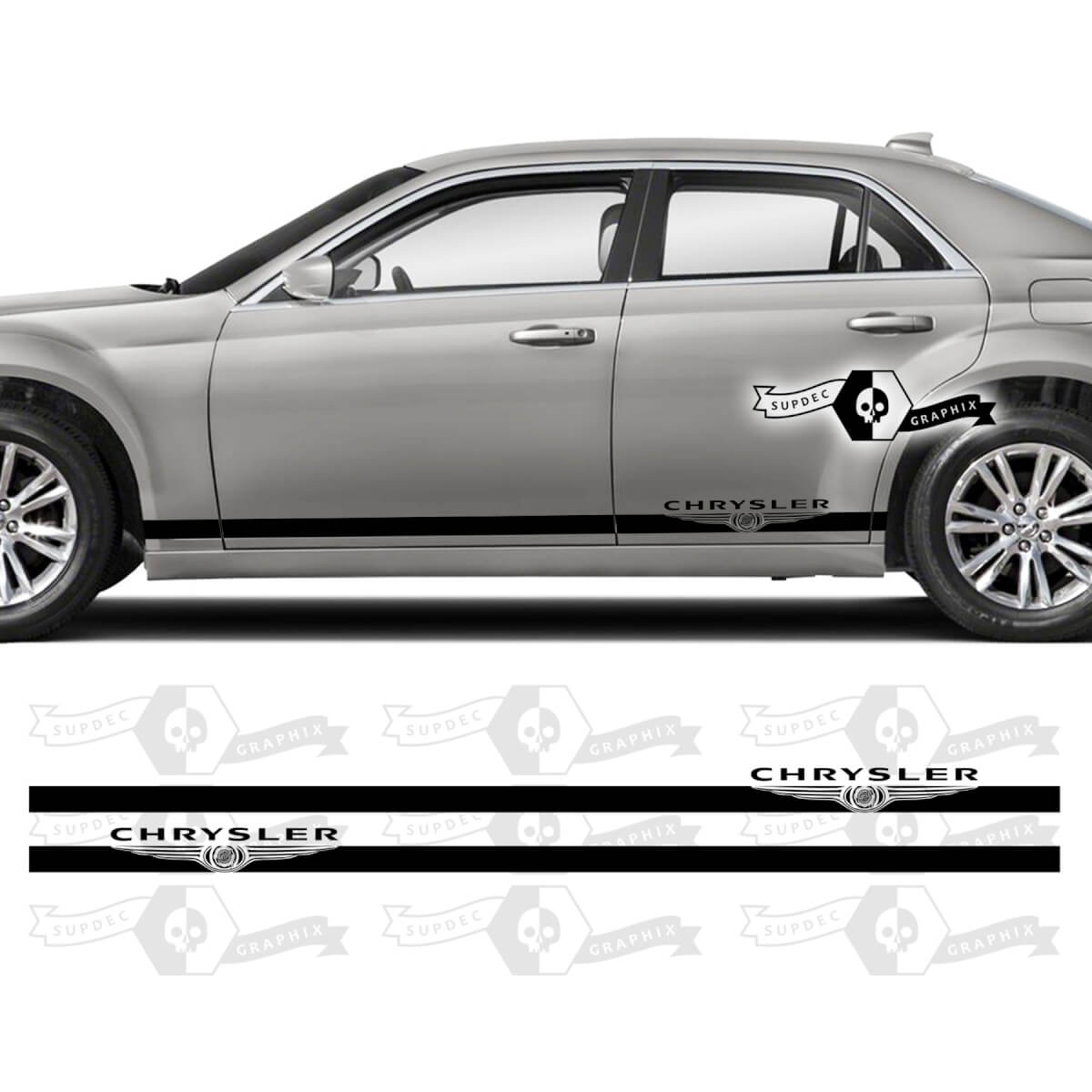 Pair Chrysler 300 2022 2023 Logo Touring Rocker Panel Graphics Car Vinyl Decals Stickers
