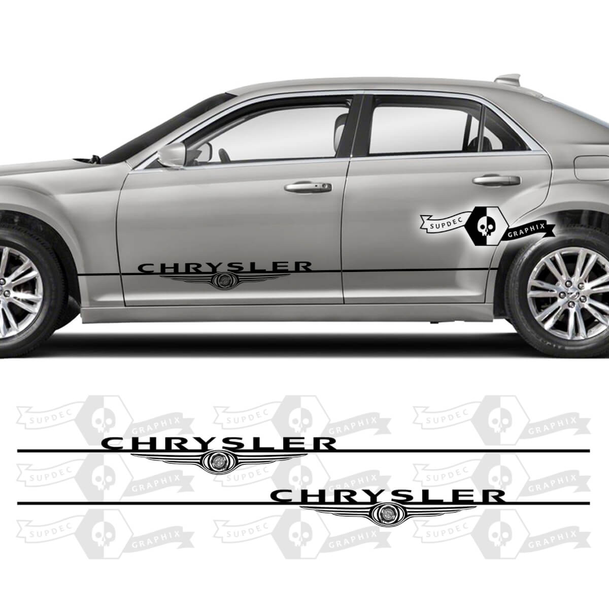 Pair Chrysler 300 2021 2022 2023 Logo Touring Rocker Panel Graphics Car Vinyl Decals Stickers
