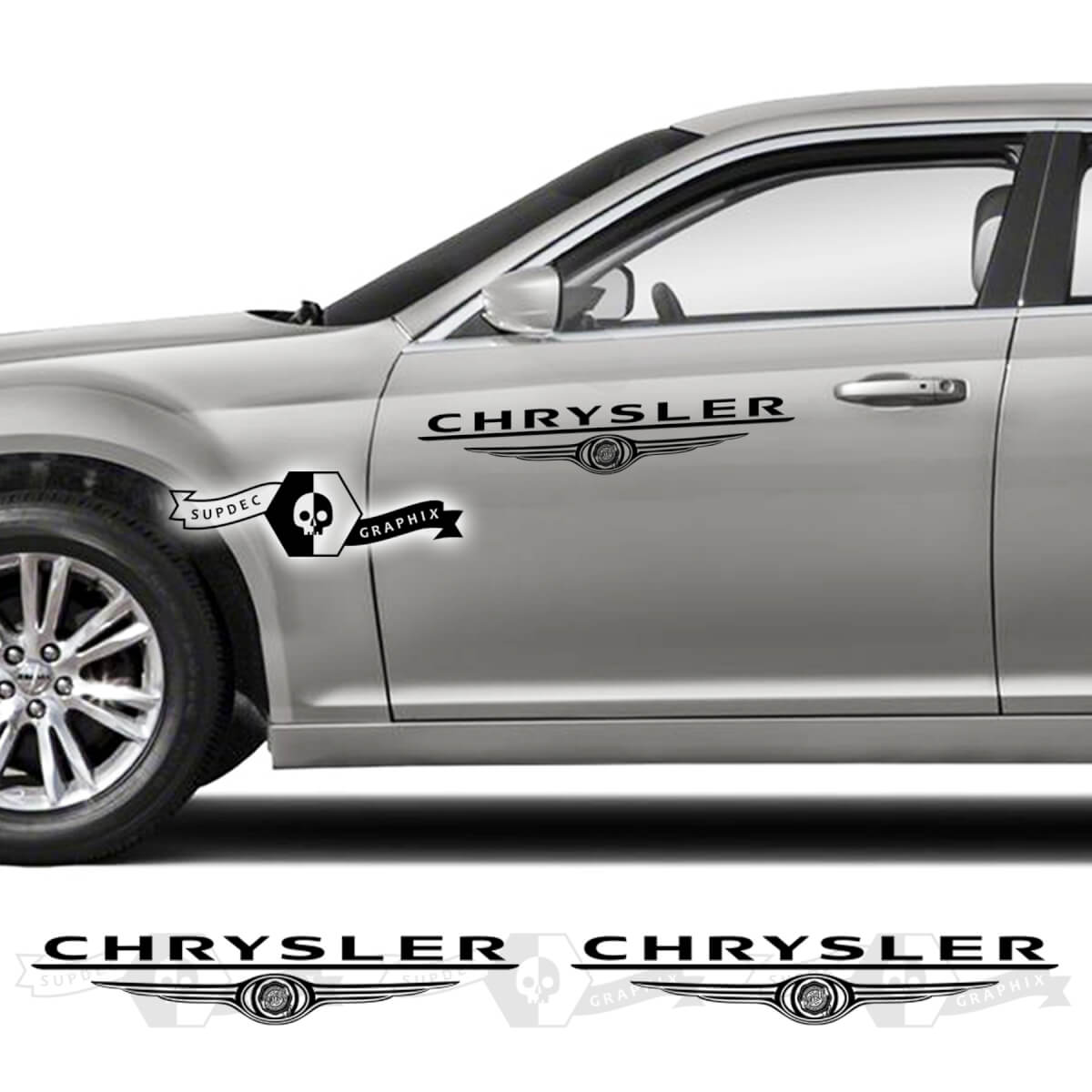 Pair Chrysler 300 2021 2022 2023 Logo Doors Graphics Car Vinyl Decals Stickers
