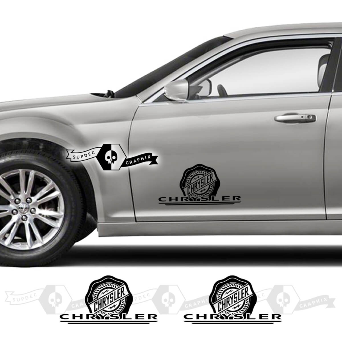 Pair Chrysler 300 2021 2022 2023 Modern Logo Doors Graphics Car Vinyl Decals Stickers
