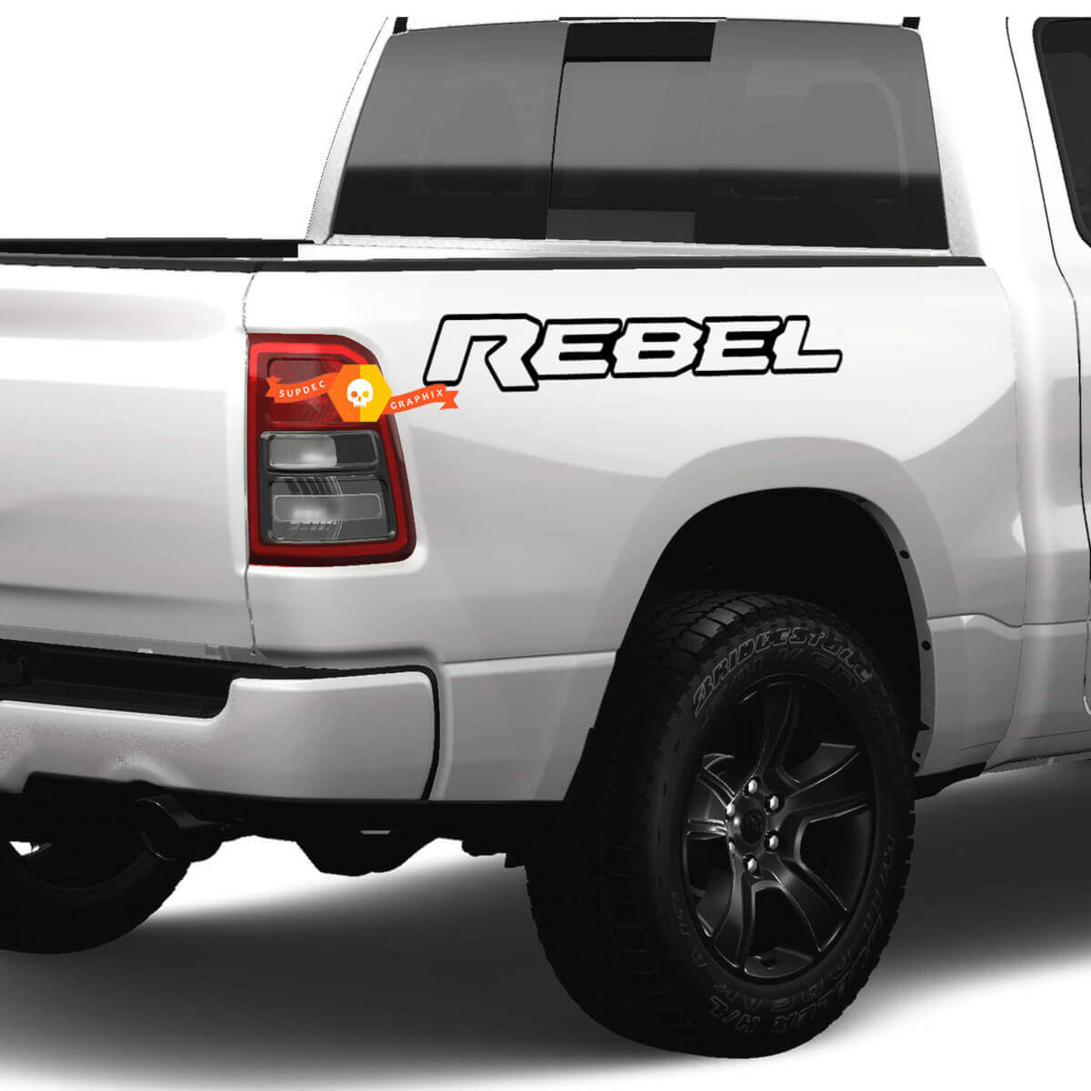 Rebel Outline Side Logo Vinyl Decal Set for Dodge Ram Rebel