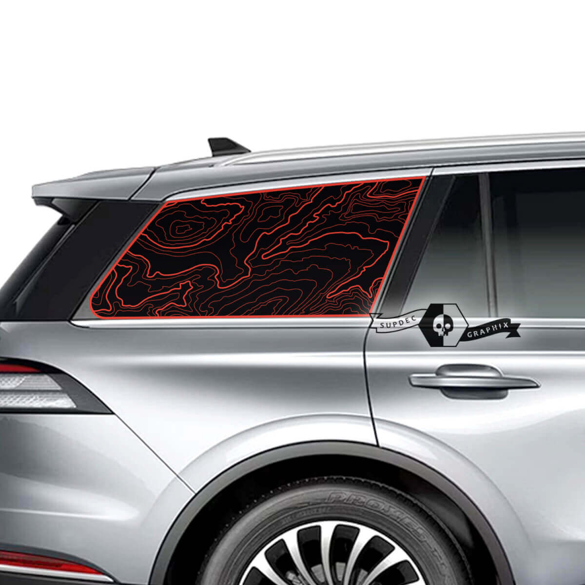 Pair Lincoln 2023 Aviator Window Contour Map Vinyl Decals Graphics Sticker
