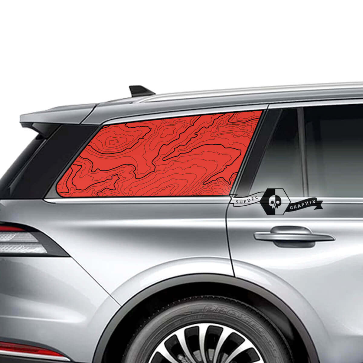 2x  Lincoln 2023 Aviator Window Contour Map Vinyl Decals Graphics Sticker 2 colors
