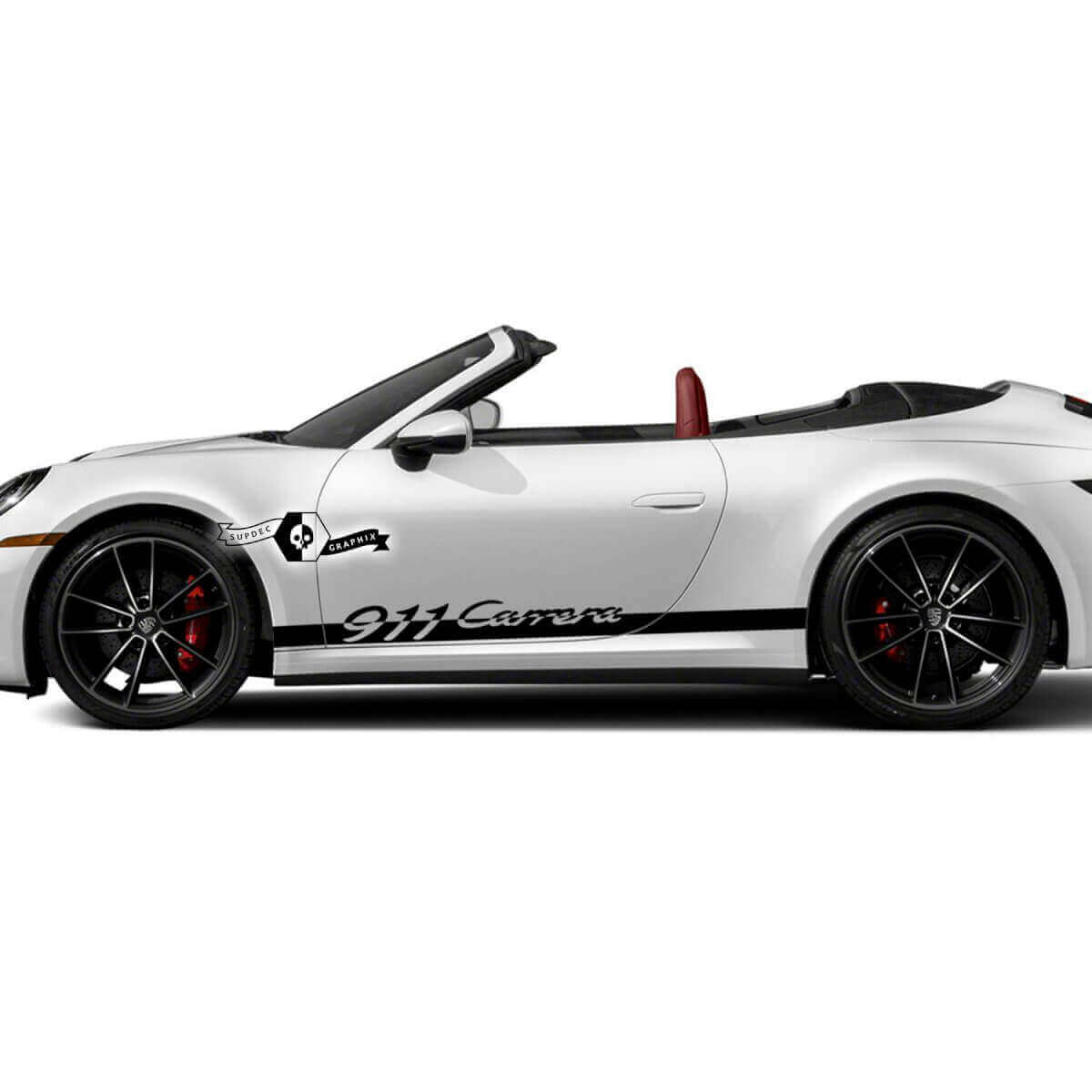 Pair Porsche Porsche 911 Carrera Rocker Panel Side Stripes Doors Kit Decals Stickers
