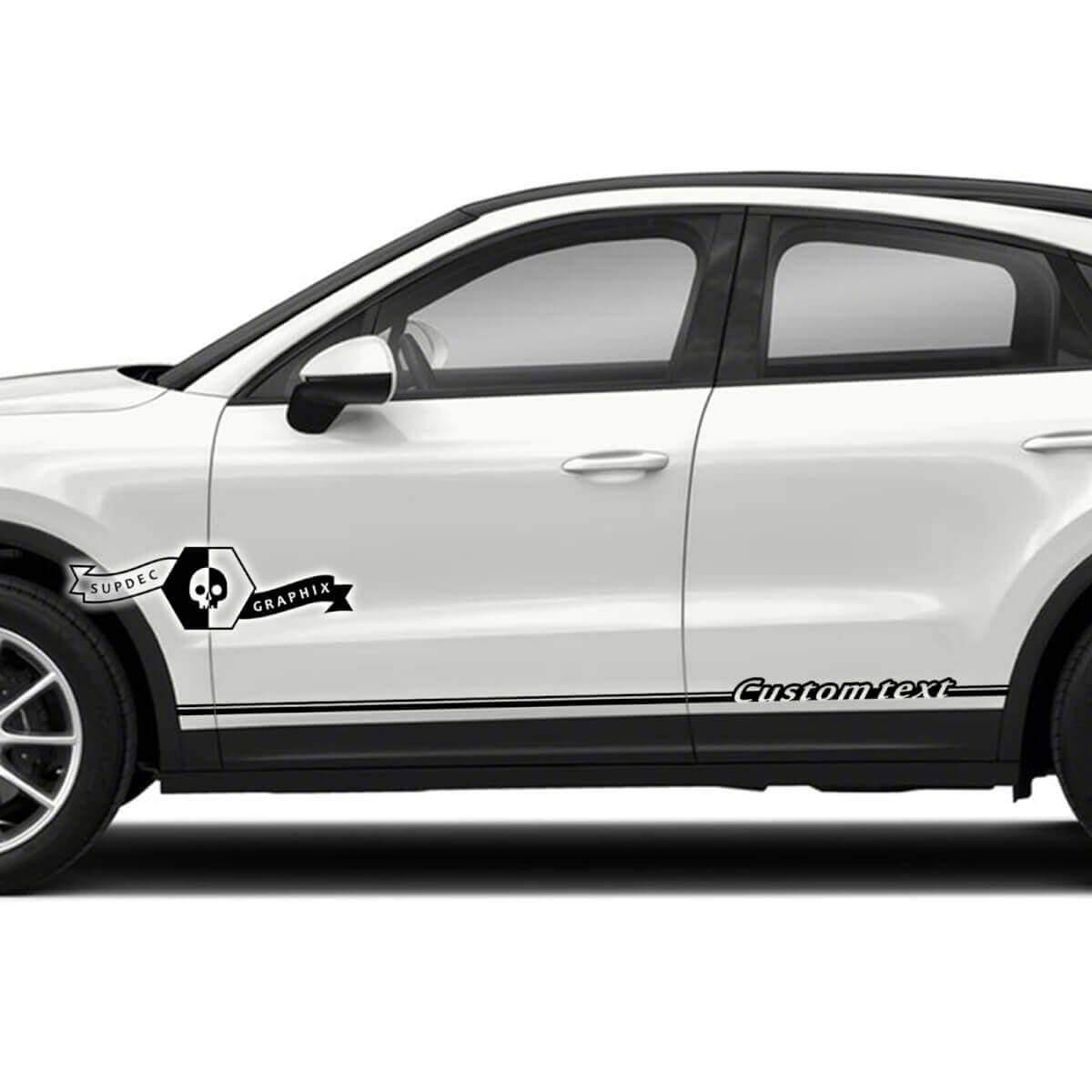 2x Porsche 2023 Porsche Cayenne Rocker Panel Side Stripes Doors Decals Stickers Custom Text
