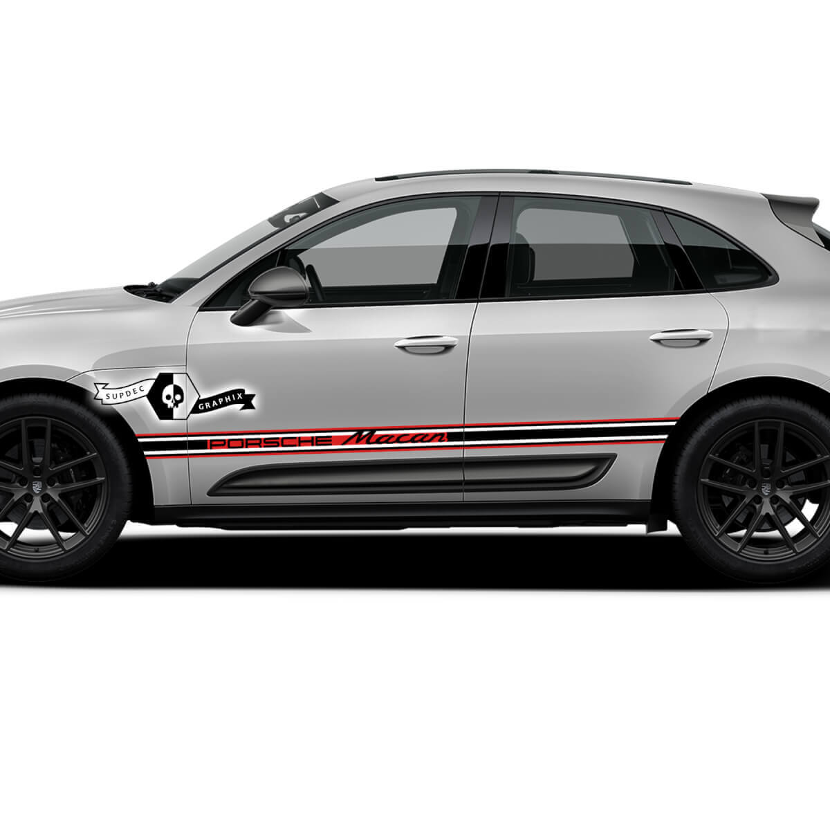 2x Porsche 2023 Porsche Macan T1 Side Trim Logo Stripes Doors Decal Stickers 3 Colors
