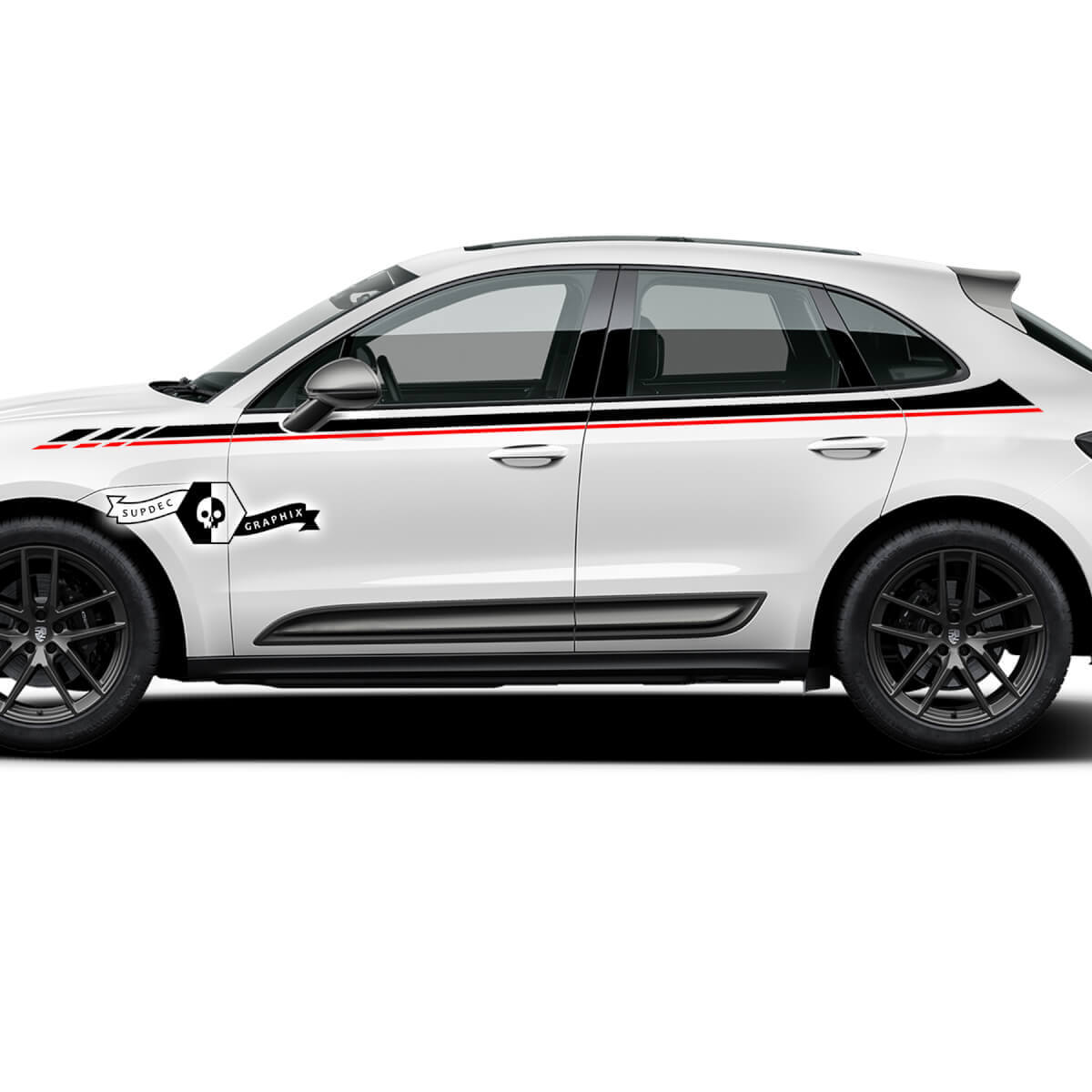 2x Porsche 2023 Porsche Macan T1 Side Dual Stripes Doors Up Top Decal Stickers 2 Colors
