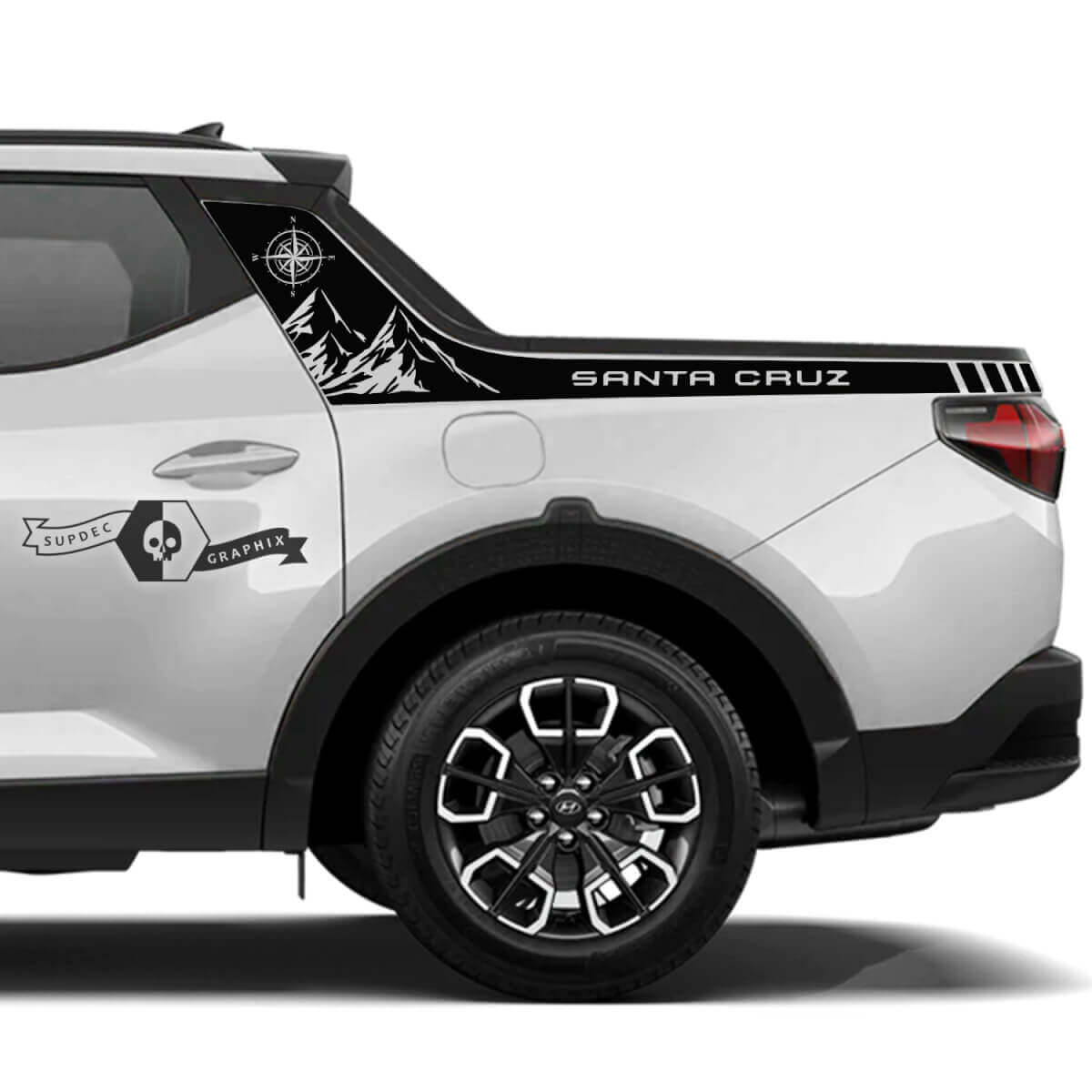 Mountain Style Bed Side Vinyl Decal Pair for Hyundai Santa Cruz