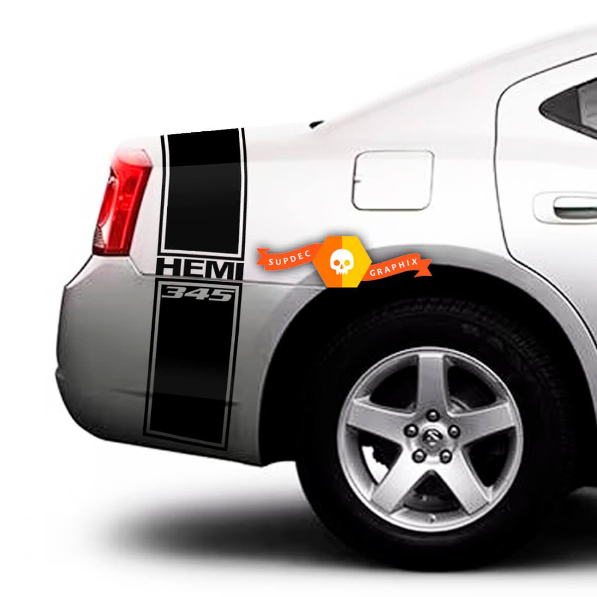 Dodge Charger Hemi 345 2009 - 2015 Trunk Band Stripe Trim Decal Sticker Complete Graphics Kit
