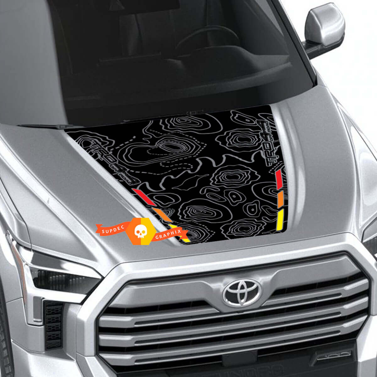 Topographic Map Vintage Style Bonnet Vinyl Decal Sticker for Toyota Tundra Gen 3