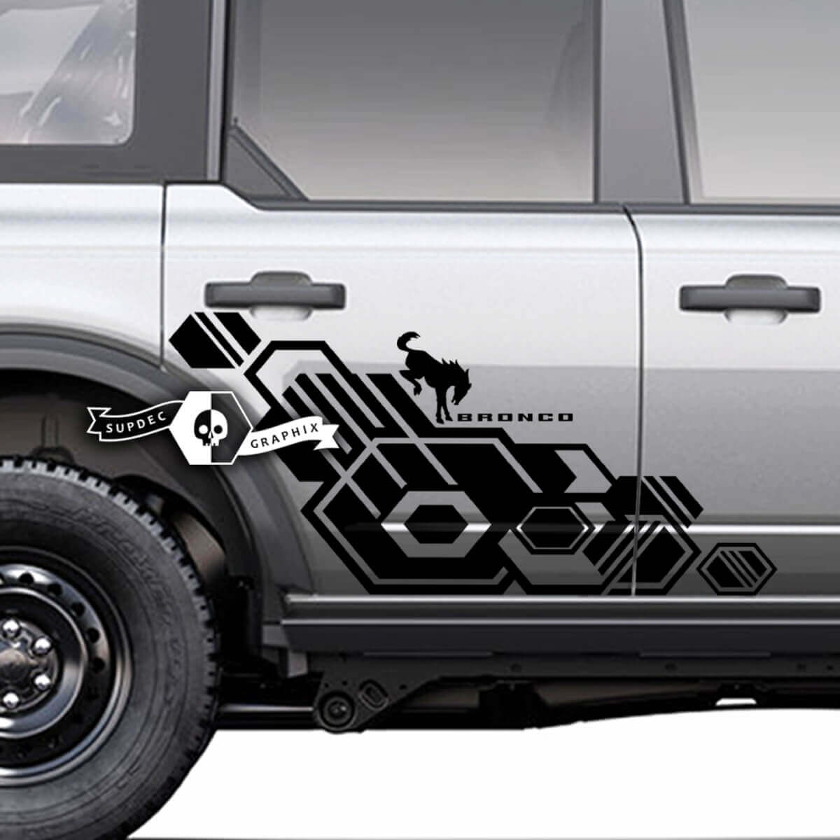 Pair of  Doors Side Geometric Logo Graphics Splash Decals Stickers for Ford Bronco 20212022 2023
