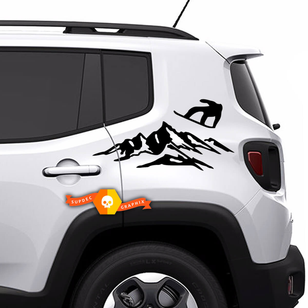 Pair Jeep Renegade vinyl decals Bed Mountain Rear Side decals stickers
