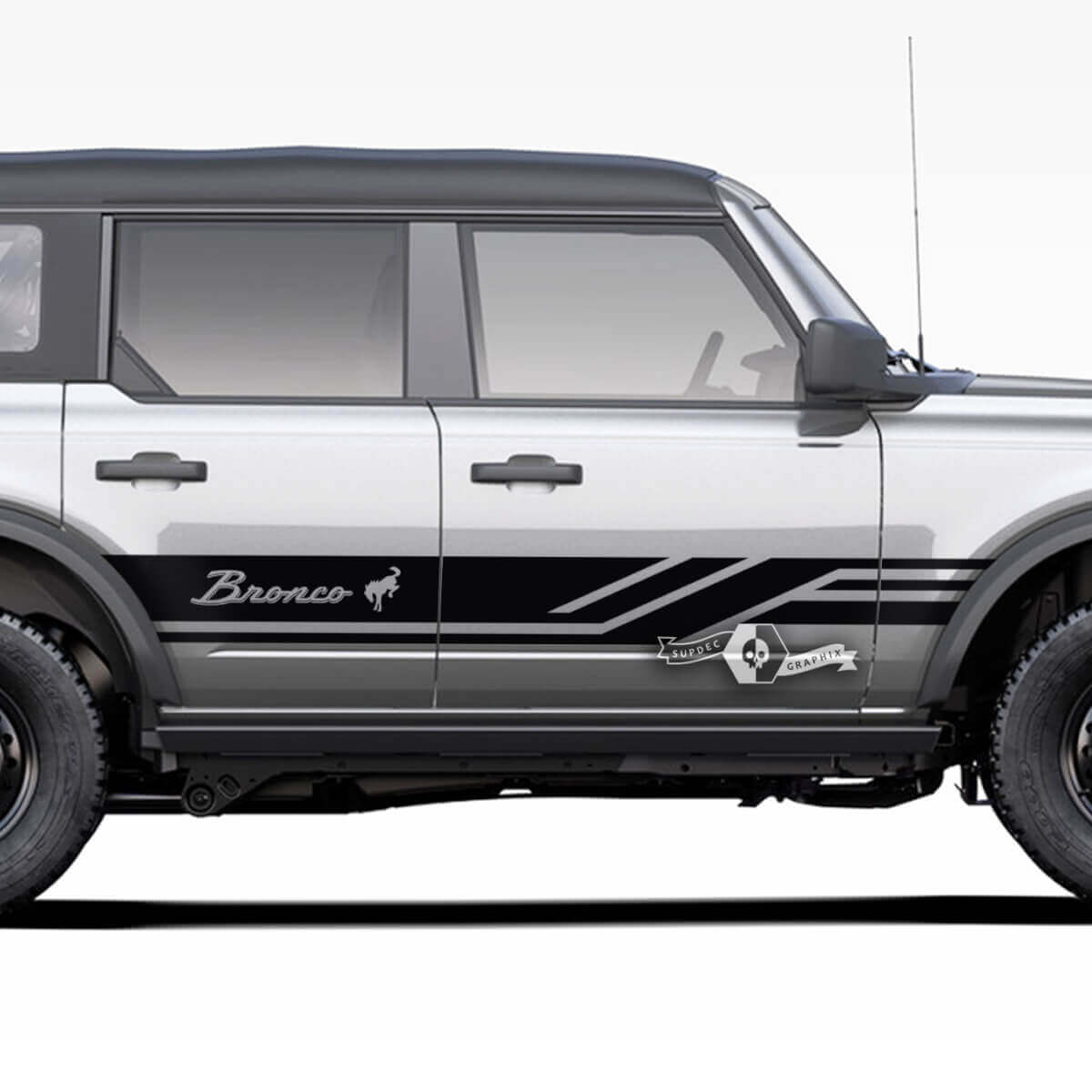 Pair of  Doors Side Stripes Decals Lines Stickers for Ford Bronco 2021 2022 2023
