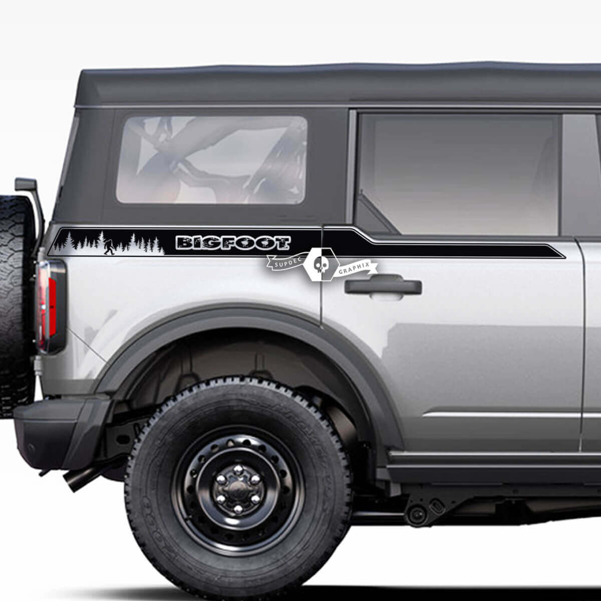 Pair of Bed Fender Side Stripes Decals Forest Bigfoot Stickers for Ford Bronco 2021 2022 2023
