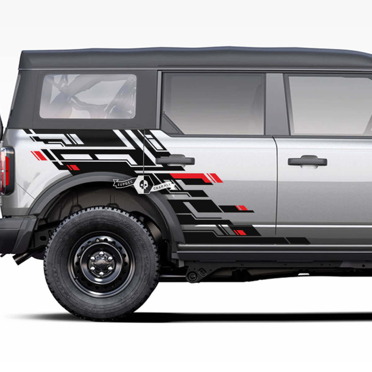 Side Door and Bed Fender Geometric Splash Graphics Decal Stickers 2 for Ford Bronco