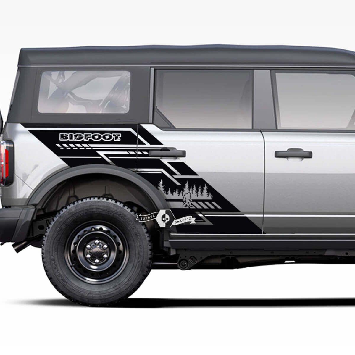Pair of  Doors Side Forest Bigfoot Graphics Splash Decals Stickers Bed Fender for Musclecar horse 20212022 2023
