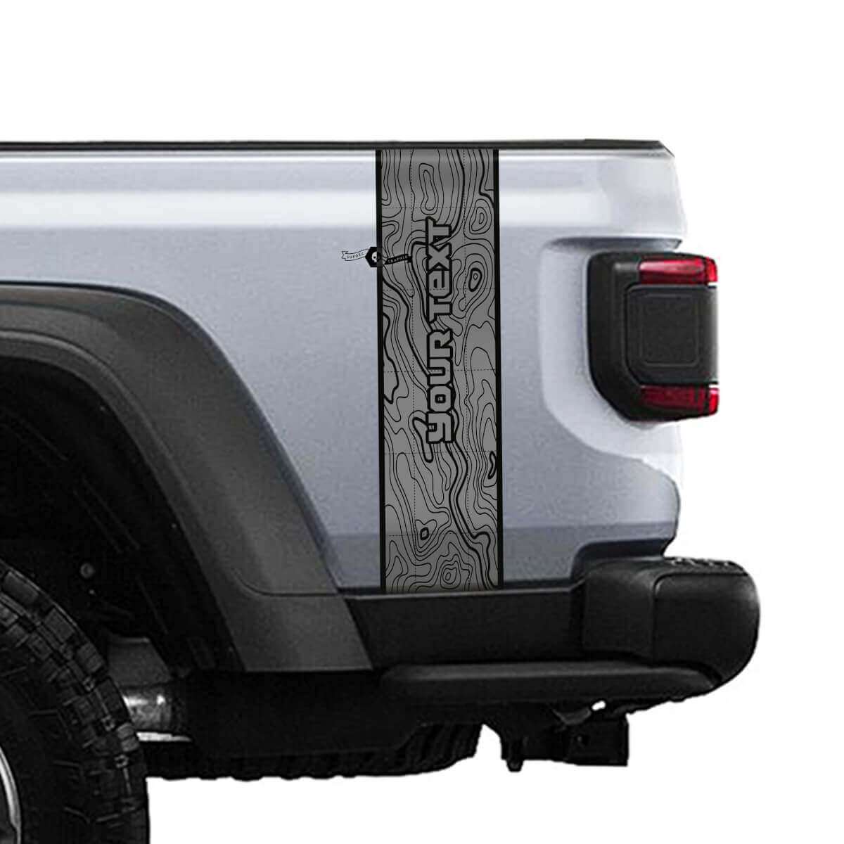 Personnalisé Texte Carte Topographique Autocollants Vinyle Bande Latérale Arrière pour Jeep Gladiator JT Rubicon Mojave